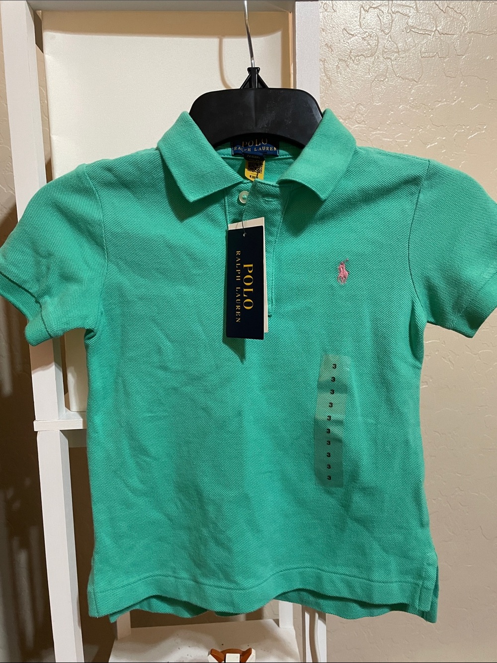 Polo by Ralph Lauren Green Short Sleeve Polo with Pink Logo